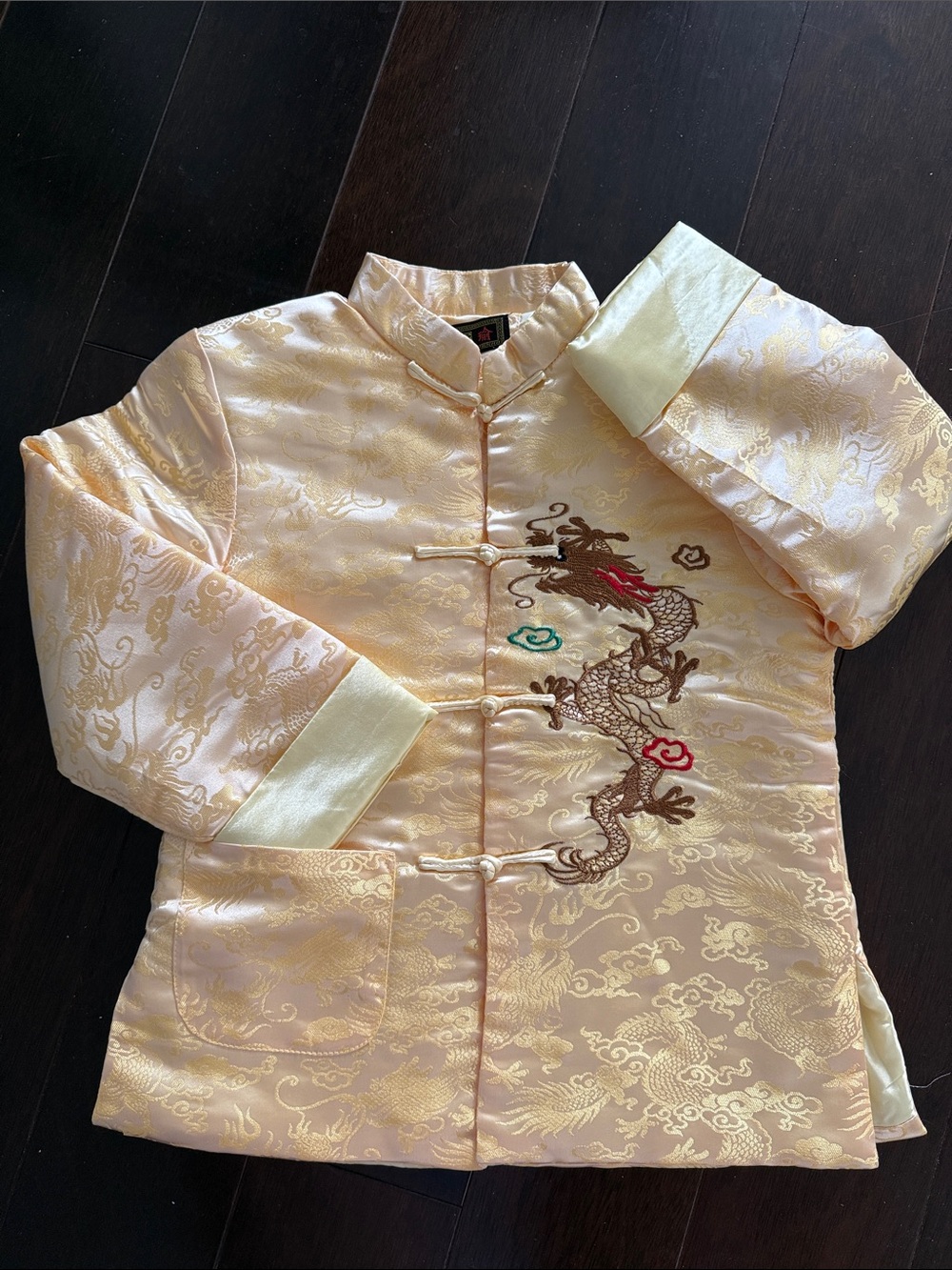 Boys Embroidered Golden Dragon Traditional Top